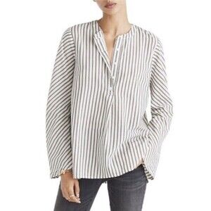 Madewell Brighton Flare Striped Popover TunicTop Blouse‎ Size Medium